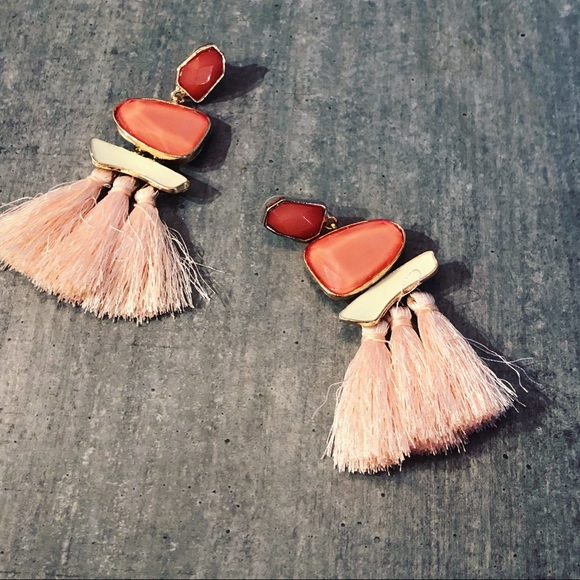 Matana Jewelry - Tassel earrings blush coral statement drops